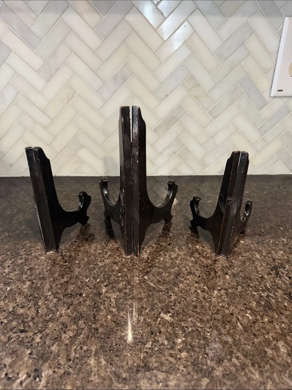 Target Corp Hinged Black lacquered wood easel Set of 3: small 6” big 5 3/4”